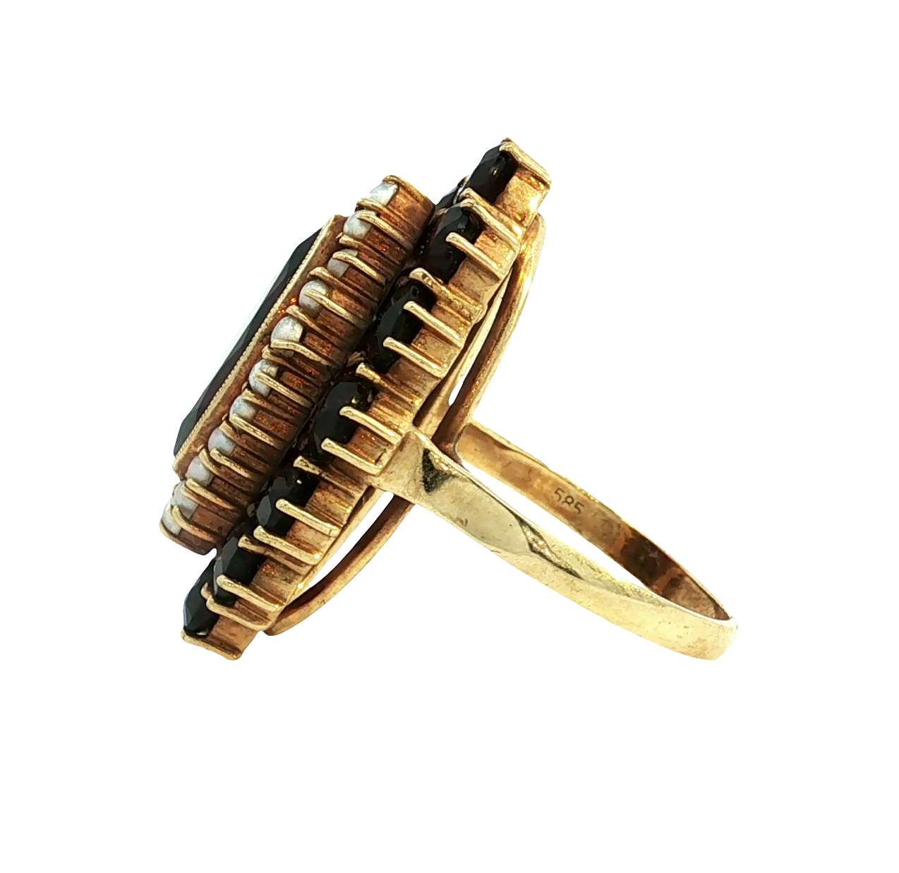 Gold Perle Granat Ring