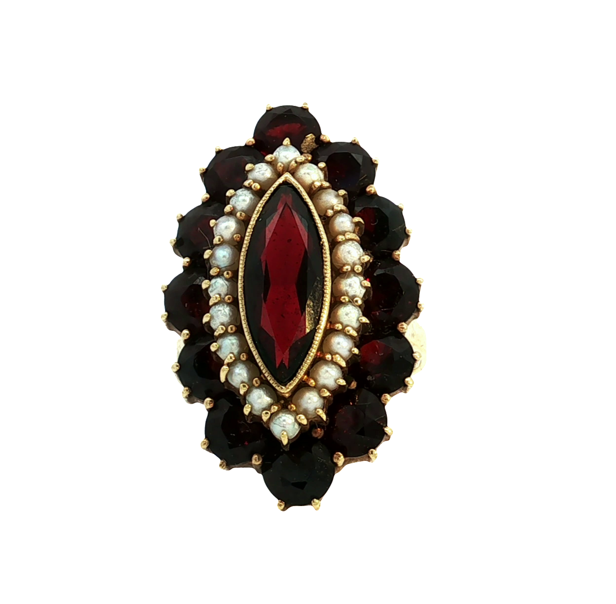Gold Perle Granat Ring